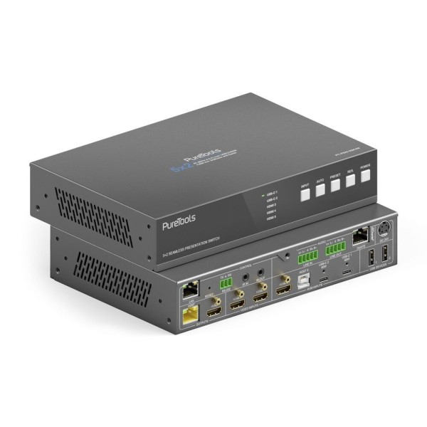 PureTools PT-PSW-52KVM-TX - 18Gbps USB-C Collaboration Transmitter mit Dante und Multi-View